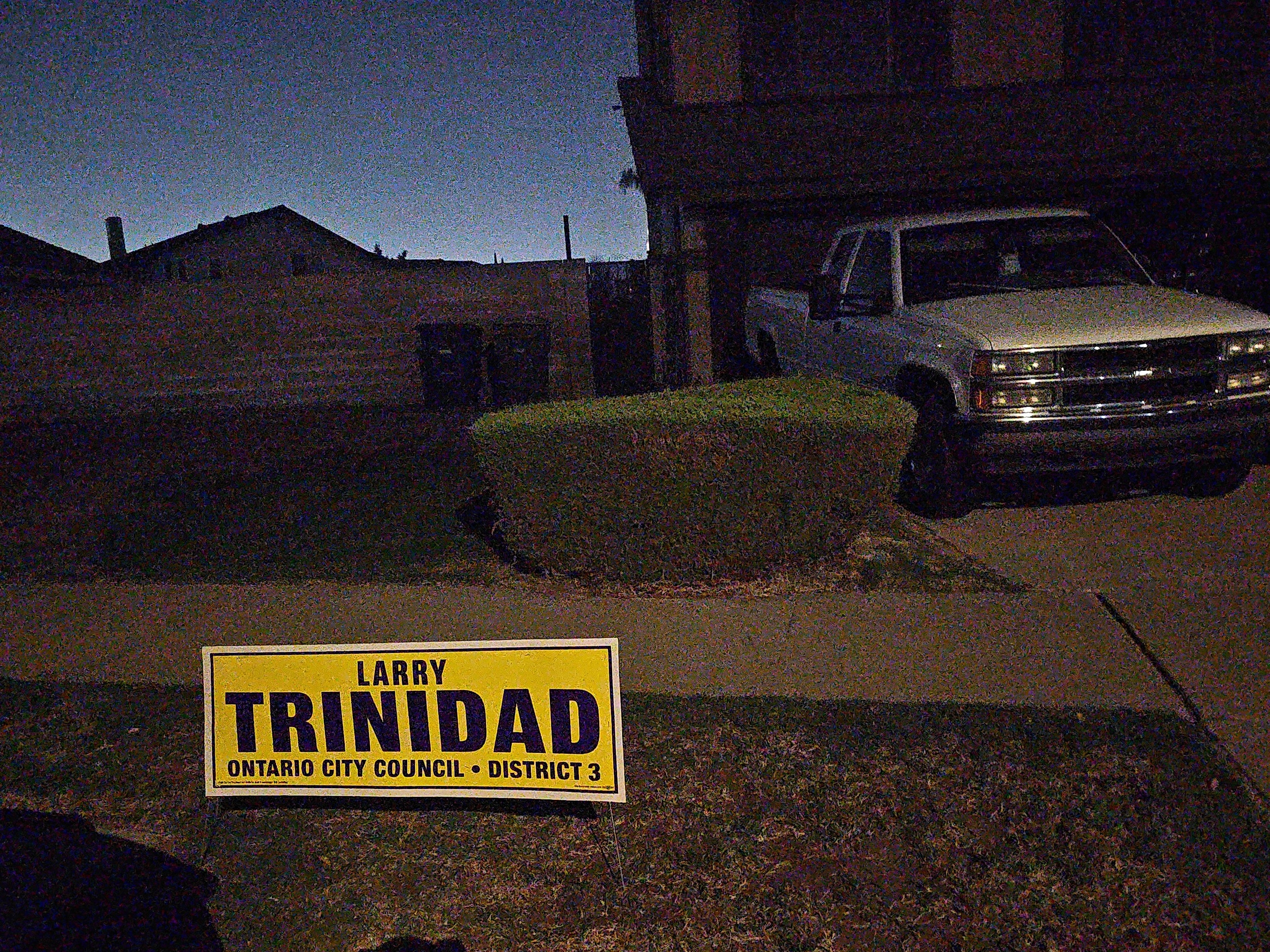Resident-submitted photograph of an Alan Wapner City Council campaign sign in landscaping adjacent to a roadway at a reported Riverside Drive location in Ontario, California, September 21, 2026.